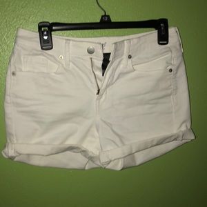 high rise white shorts
